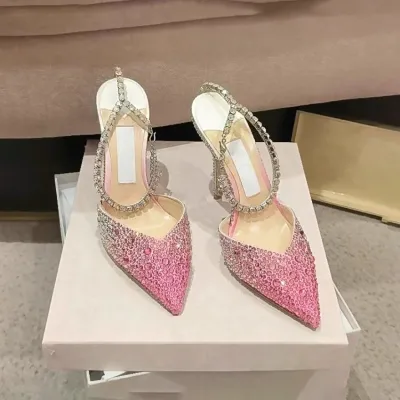 DIAMOND CRYSTAL SHOES WHITE PINK