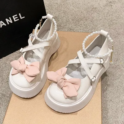SMALL LEATHER SHOES WOMEN'S OFF WHITE