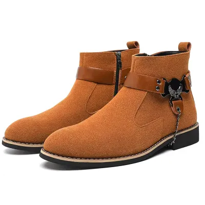 SUEDE BELT BUCKLE BOOTS