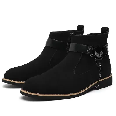 SUEDE BELT BUCKLE BOOTS