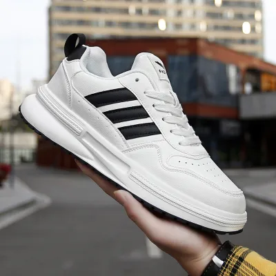 Premium Leather Sports Lace Up Casual Sneakers