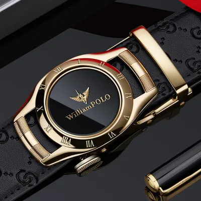 William Polo Genuine Leather Automatic Buckle Belt for Men | High-End Business Style