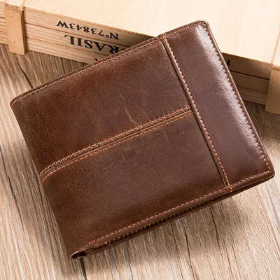 Genuine Leather Men’s Short Wallet Multicard Slots