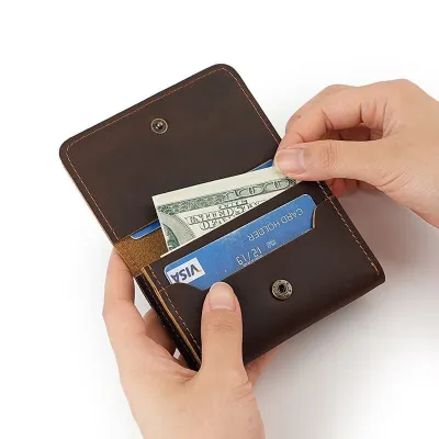 Genuine Leather Retro Multi-Card Holder – Compact & Stylish
