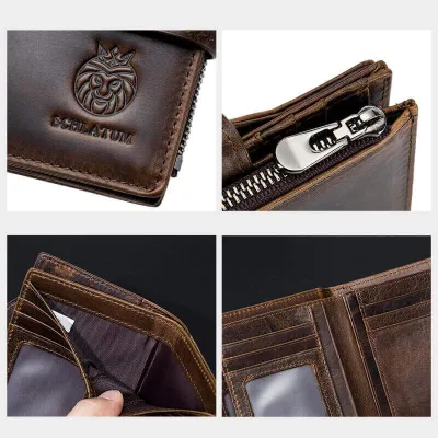 Genuine Cow Leather Retro Short Wallet