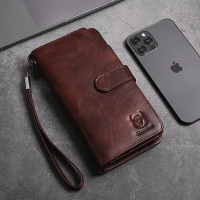 Genuine Leather Bull Captain Long Wallet