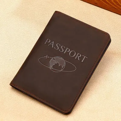 Crazy Horse Genuine Leather Passport Holder – Bi-Fold Travel Organizer