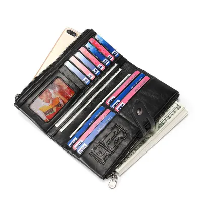 Genuine Leather Retro Long Wallet
