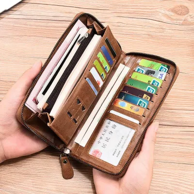Premium Leather Multifunctional Long Zipper Clutch