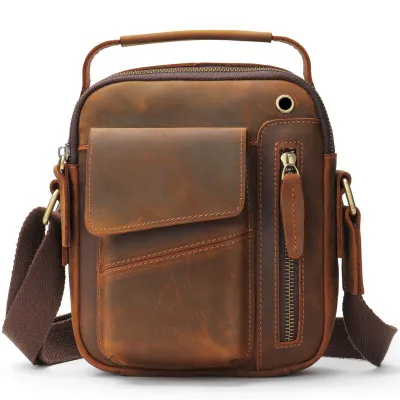 Cowhide Genuine Leather Messenger Shoulder Bag