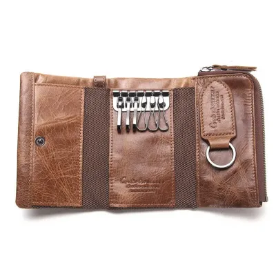 Genuine Leather Capacious Key Ring Wallet