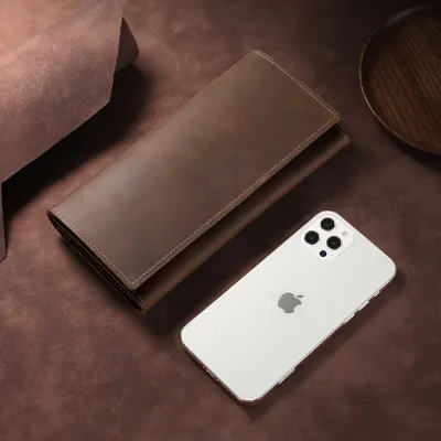 Crazy Horse Genuine Leather Long Wallet – Multi-Function Retro Men’s Wallet