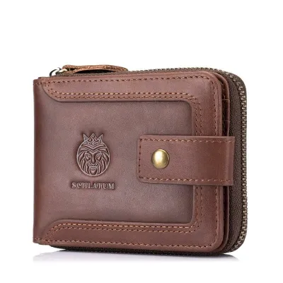 Genuine Leather RFID Blocking Short Wallet | Retro High-End Cowhide Wallet for Men