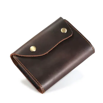 Genuine Crazy Horse Leather Retro Card Holder – Slim & Stylish