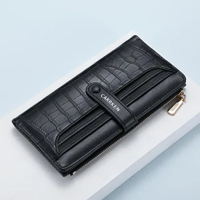 Leather Stone Pattern Classic Long Wallet – Timeless Elegance and Functionality