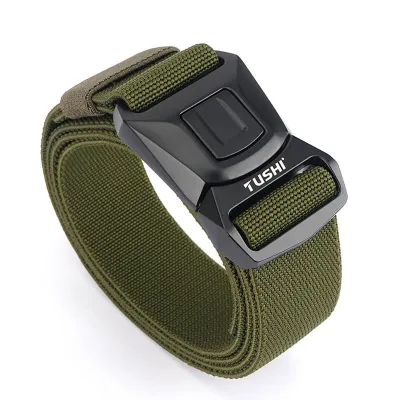 TUSHI Tactical Belt – Heavy Duty Nylon Canvas Belt with Quick Release Zinc Alloy Buckle