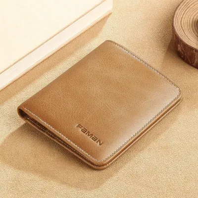 Genuine Leather Ultra-Thin Short Wallet – Stylish & Functional