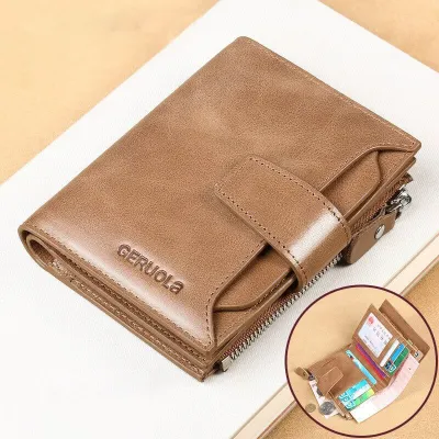 Genuine Leather Tri-Fold Multifunctional Cowhide Short Wallet