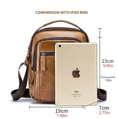 Genuine Leather Men’s Retro Shoulder Bag – Stylish & Durable
