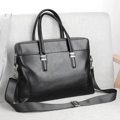 High-End Genuine Leather Shoulder Bag for Men | Work & Laptop Organizer