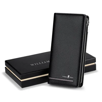 Cowhide Leather William Polo Long Wallet
