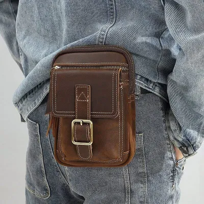 Genuine Leather Multifunctional Crossbody Waist Bag | Mobile Phone Waist Pouch