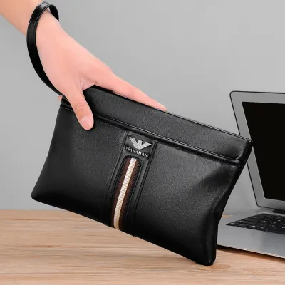Premium Leather Business Men's Clutch Bag - Urban Simplicity Style, Large Capacity Handbag