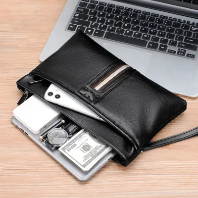 Premium Leather Business Men's Clutch Bag - Urban Simplicity Style, Large Capacity Handbag
