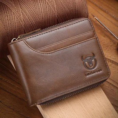 Genuine Leather Multi-Function Zipper Wallet – Cowhide Retro Short Wallet