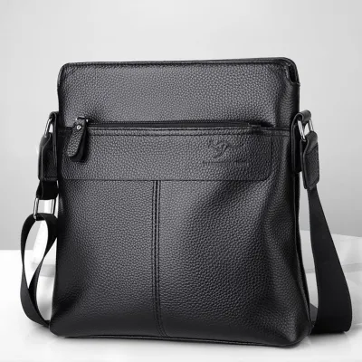 Cowhide Genuine Leather Messenger Bag – Trendy Business Shoulder Bag