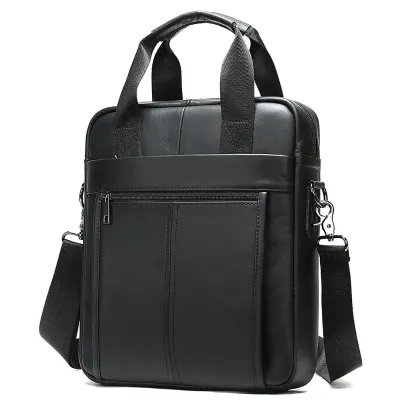 Genuine Leather Vertical Shoulder Bag for Men – Retro Korean Business Cowhide Messenger Bag