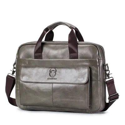Genuine Leather Cowhide Business Briefcase – Laptop Shoulder Messenger Bag for Men