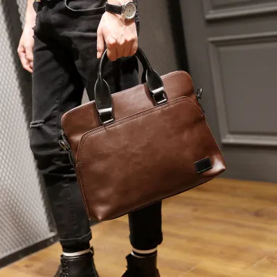 Business Men's Retro Shoulder Bag – Laptop & Document Crossbody Briefcase