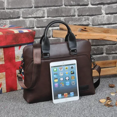 Business Men's Retro Shoulder Bag – Laptop & Document Crossbody Briefcase
