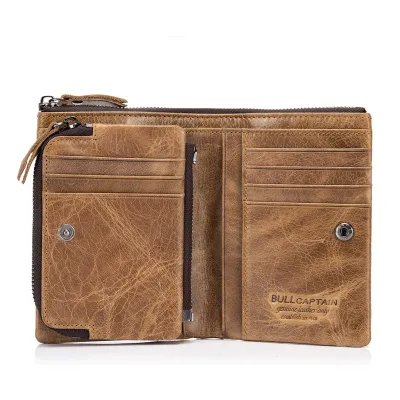 Genuine Leather Retro Men’s Wallet – Multi-Card Holder with Coin Pocket | Top Grain Cowhide Wallet