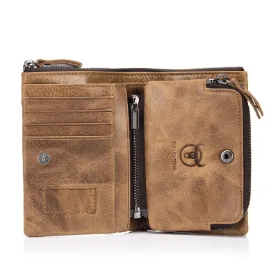 Genuine Leather Retro Men’s Wallet – Multi-Card Holder with Coin Pocket | Top Grain Cowhide Wallet