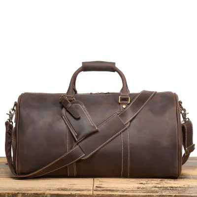 Genuine Crazy Horse Leather Handmade Travel  Bag for Business & Leisure Trips 