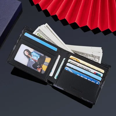 WILLIAMPOLO Men’s Genuine Leather Wallet – Landscape Print Slim Fold Wallet