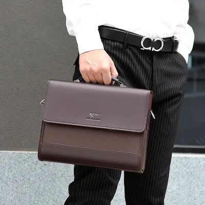 Large Capacity Office & Travel Shoulder Bag - Urban Simplicity Handbag Leather Business Men's Briefcase 