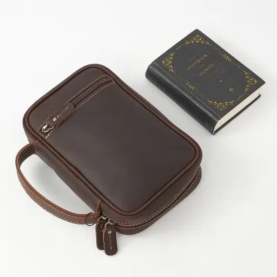 Genuine Leather Vintage Hand-Held Storage Bag – Crazy Horse Cowhide Leather Bag