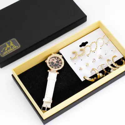 Elegant White Watch & Jewelry Gift Set 