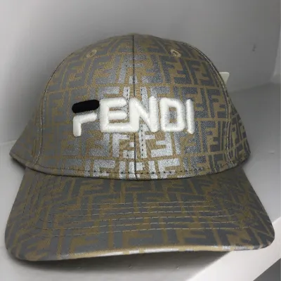 Men's F e n d i Printed Cap (S-1)-Silver	