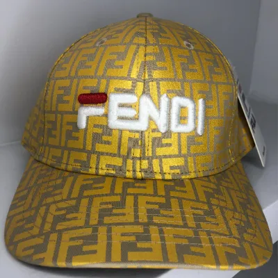 Men's F e n d i Printed Cap (S-1)-Golden Yellow	