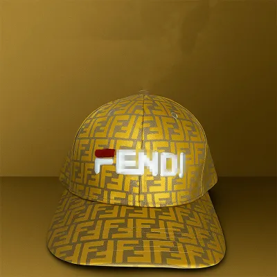 Men's F e n d i Printed Cap (S-1)-Golden Yellow	