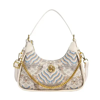 Retro Printed Crescent Bag