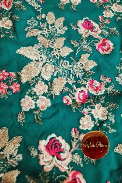 Pakistani Chiffon Unstitched 2Pcs _  Sea Green