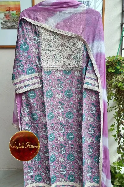 Original Indian Boutique Stitched 3Pcs_Lavender  