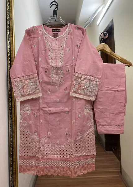 Pakistani Original Hayat's Stitched Cotton Co-ords 2 Pcs _ Pink 