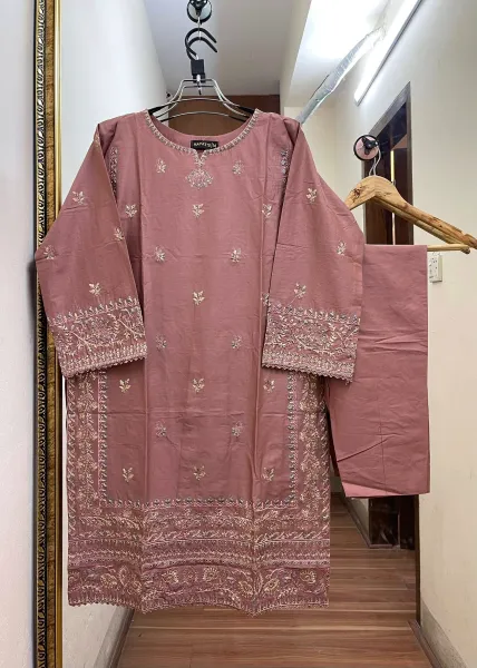 Pakistani Original Hayat's Stitched Cotton Co-ords 2 Pcs  _ Mauve 