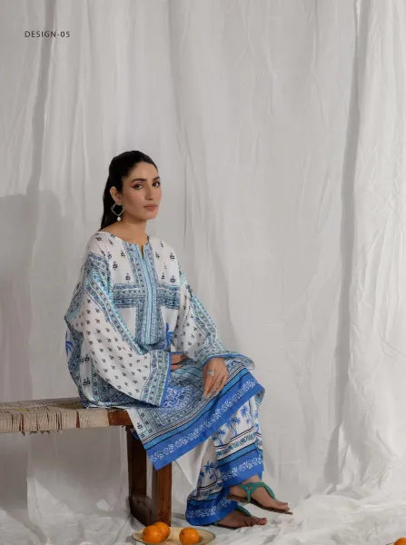 Adan's Libas Satin Lawn Stitched Co-Ords Set _ White 